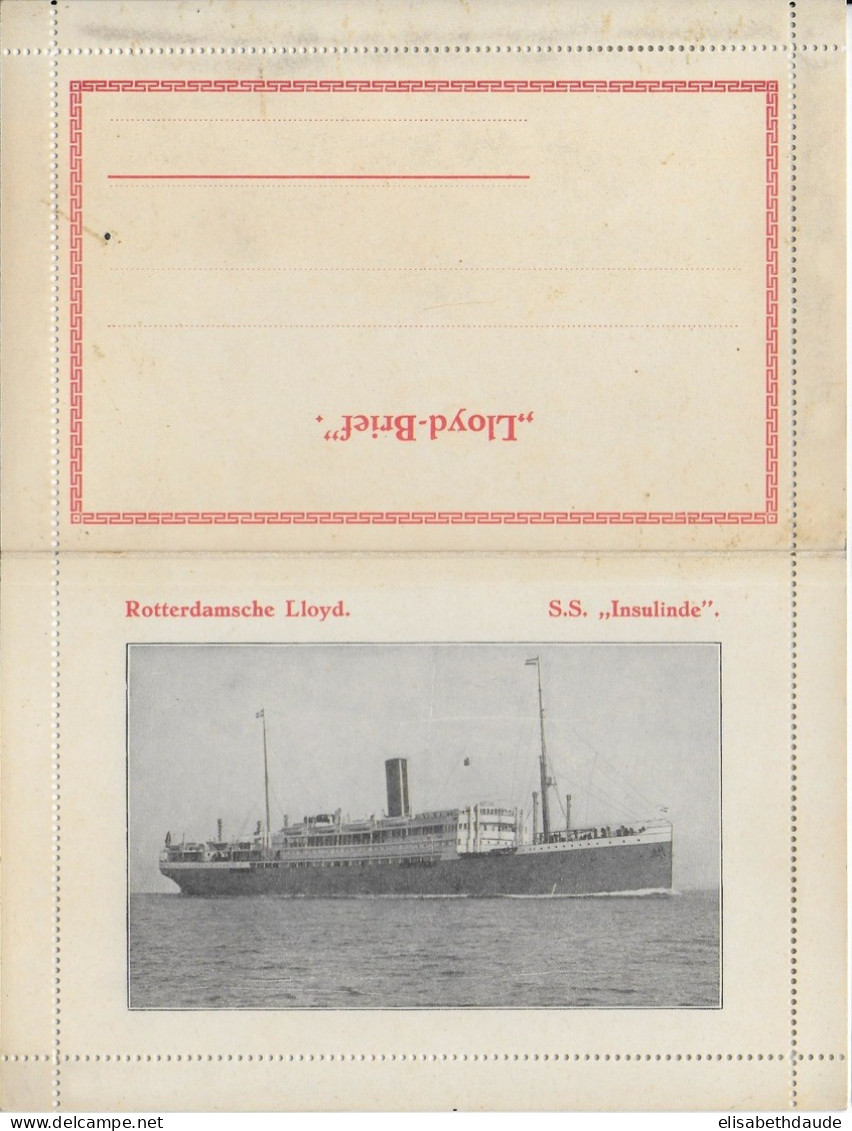 NEDERLAND - NON DATE - CARTE-LETTRE De La COMPAGNIE MARITIME ROTTERDAMSCHE LLOYD - PAQUEBOT SS "INSULINDE" - Covers & Documents