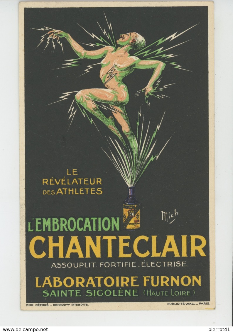 PUBLICITÉ - SPORT - Carte PUB Pour L'EMBROCATION CHANTECLAIR, Le Révélateur Des Athlètes - LABORATOIRE FURNON - Par MICH - Publicidad