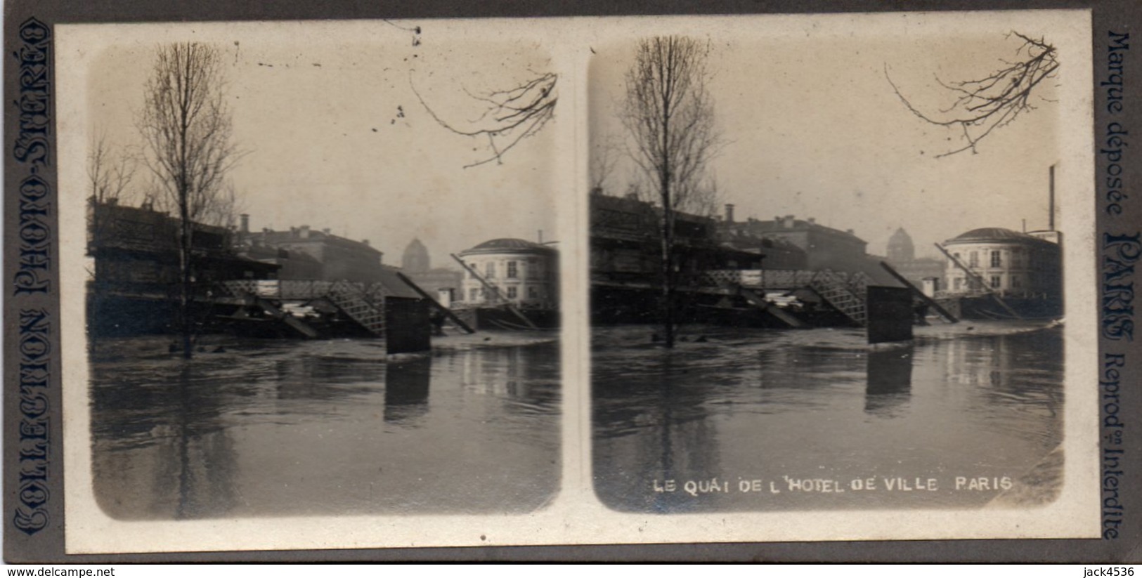 Photo Stéréoscopique - PARIS - Inondations 1910 - Quai De L' Hotel De Ville - - Photos Stéréoscopiques