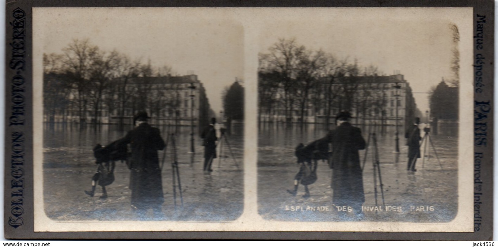 Photo Stéréoscopique - PARIS - Inondations 1910 - Esplanade Des INVALIDES - - Photos Stéréoscopiques