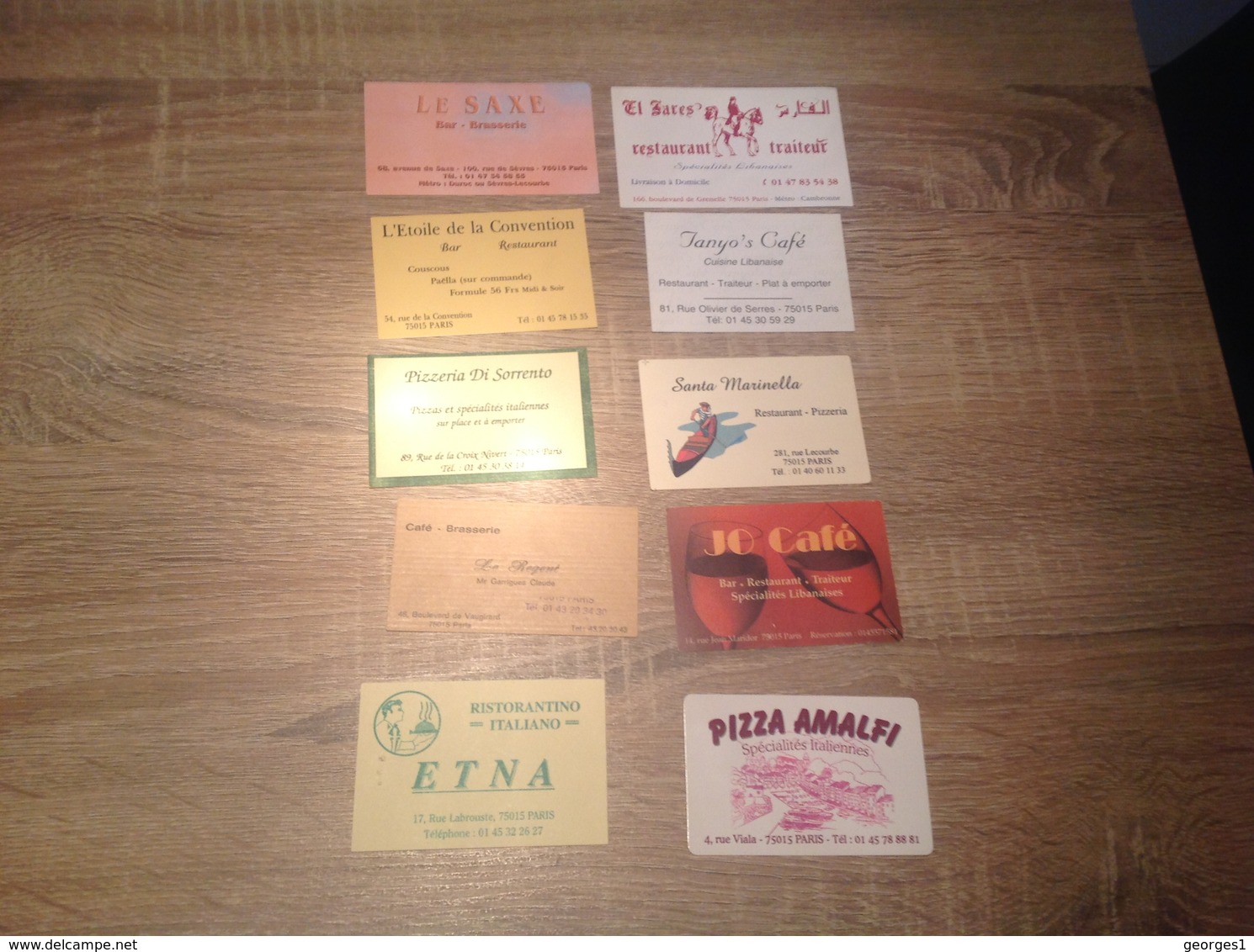 Lot De 20 Cartes De Visites De Bars Brasseries Restaurants     Paris 15eme - Cartes De Visite