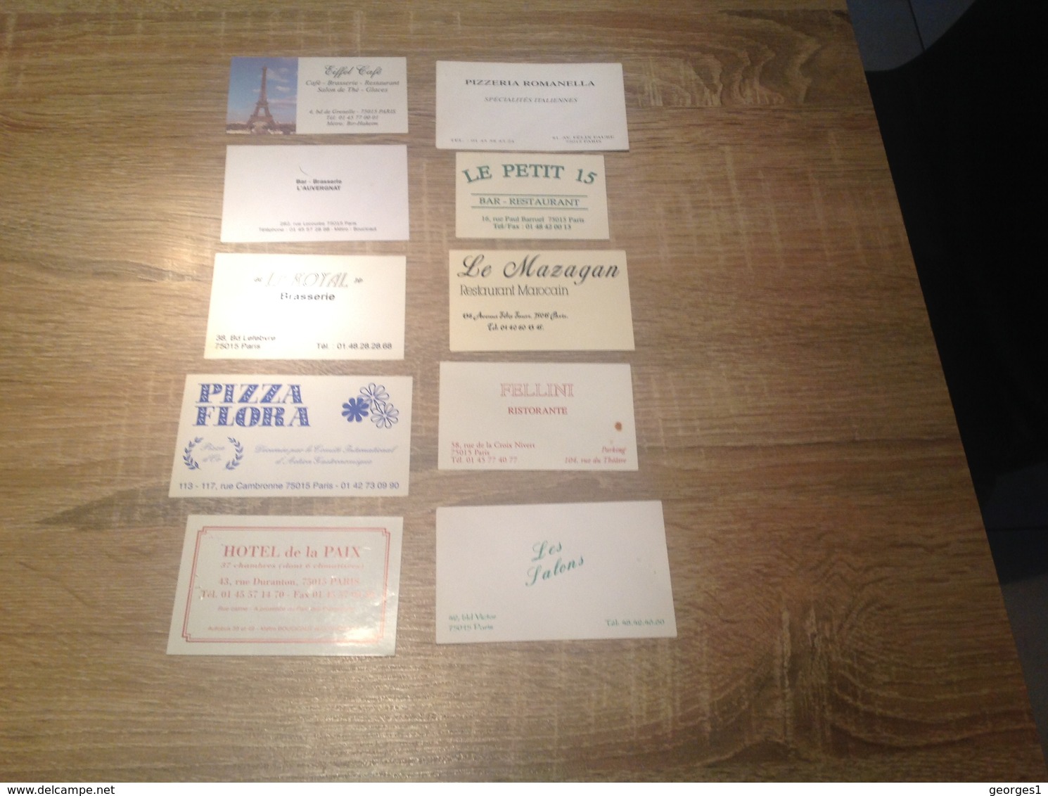 Lot De 20 Cartes De Visites De Bars Brasseries Restaurants     Paris 15eme - Cartes De Visite