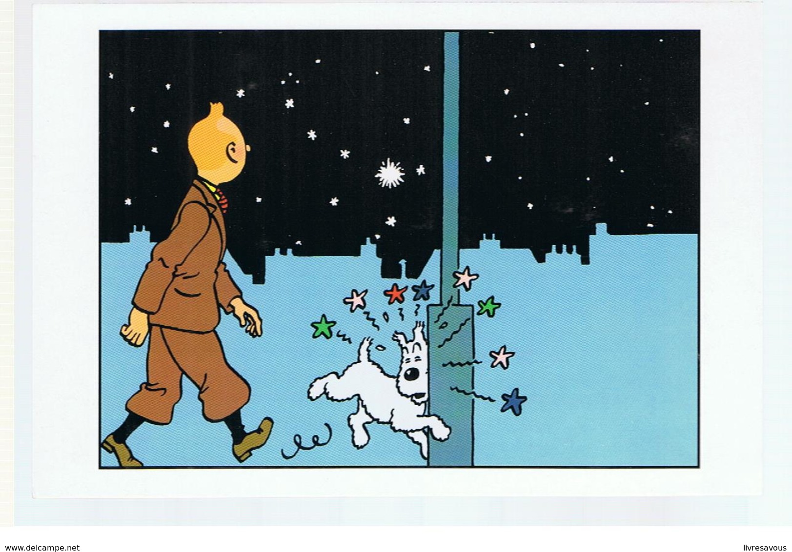 CPM Tintin Milou Télescope Un Lampadaire - Hergé