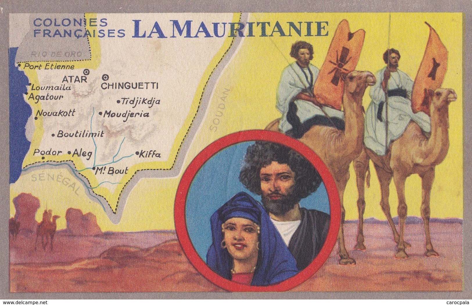 Carte Vers 1920 Les Colonies Françaises : LA MAURITANIE (publicité Lion Noir) - Mauritanie