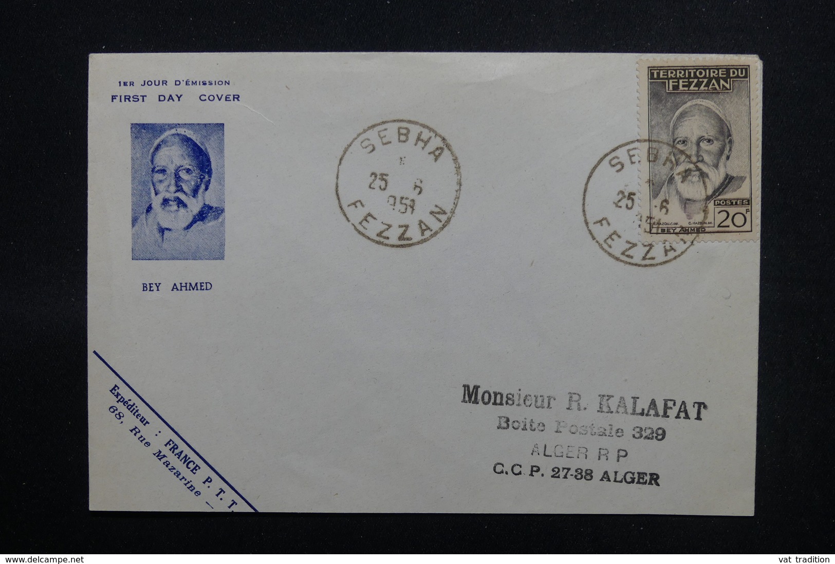 FEZZAN - Enveloppe 1er Jour De Sebha Pour Alger En 1951 - L 51709 - Briefe U. Dokumente