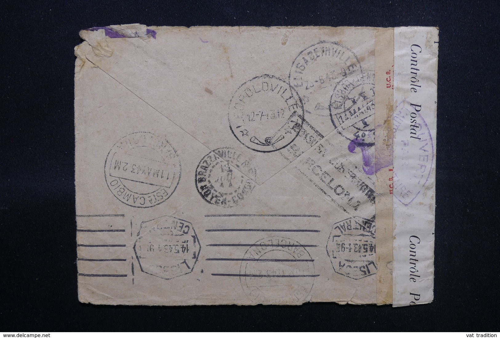 ESPAGNE - Enveloppe Commerciale De Tarragona Pour Le Cameroun Français En 1943 Avec Contrôles Postaux - L 51710 - Nationalistische Zensur