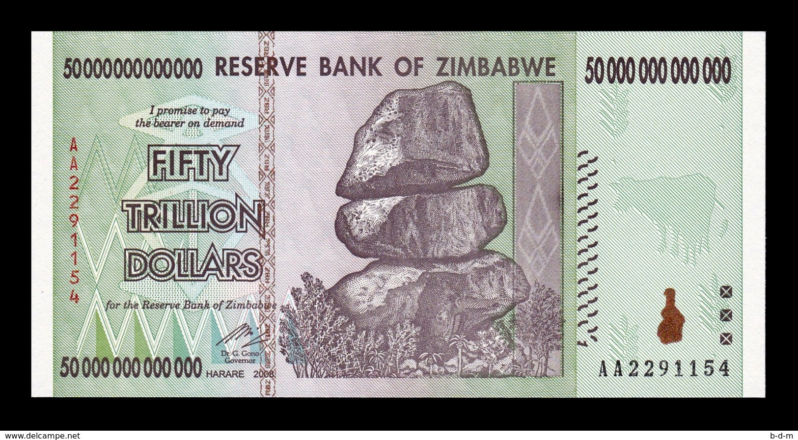 Zimbabwe 50000000000000 50 Trillion Dollars 2008 Pick 90 SC UNC - Zimbabwe