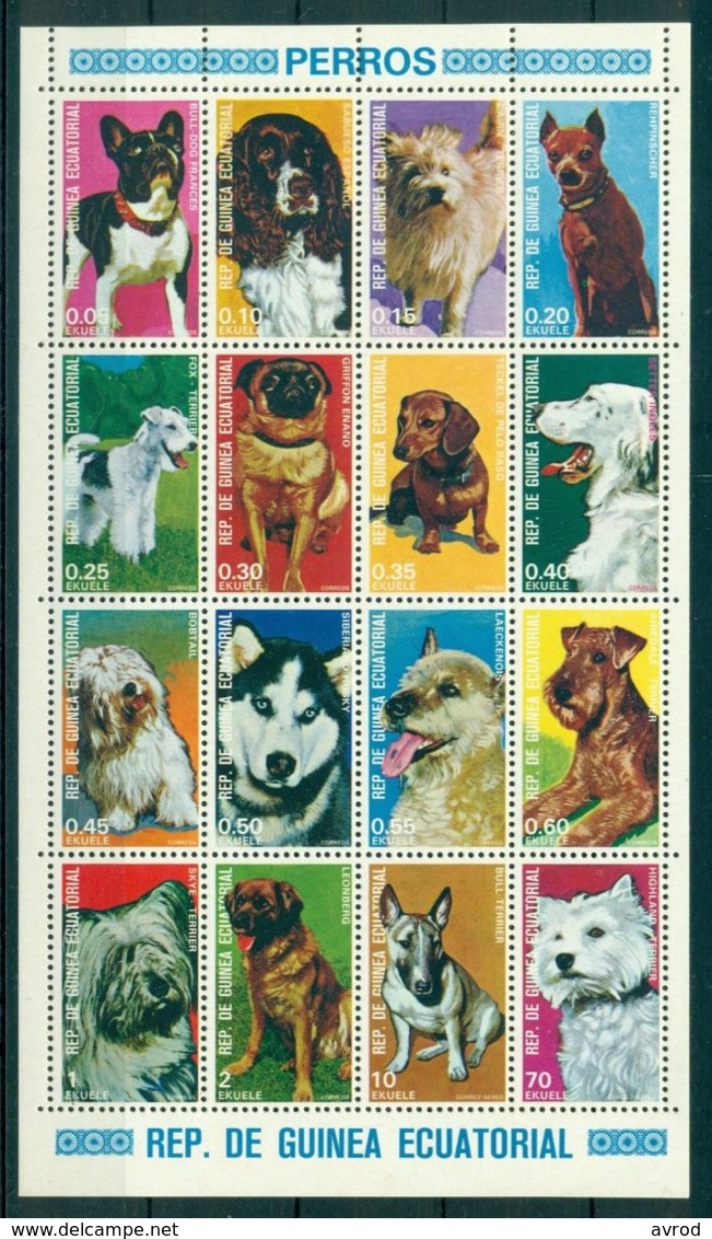 EQUATORIAL GUINEA * 1977 * M/Sheet (16 Stamps) * MNH** Dogs - Mi.No1054-1069KB - Äquatorial-Guinea