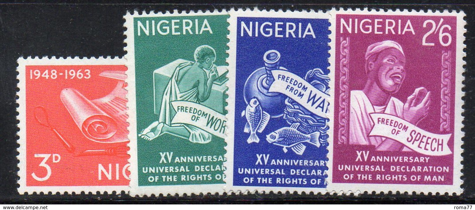 APR2027 - NIGERIA 1963, Yvert N. 149/152  ***  MNH  (2380A) . Diritti Uomo - Nigeria (1961-...)