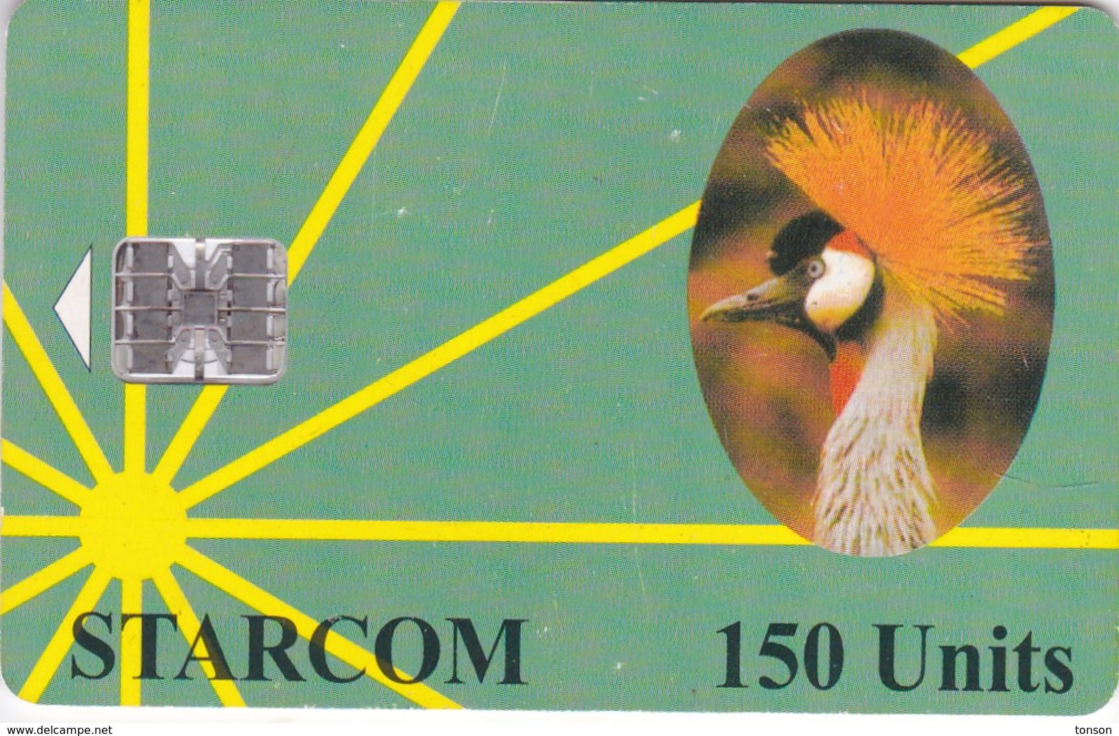 Uganda, UGA-S-?, 150 Units, Bird, Gru - Reverse ? (Green Card), 2 Scans. - Uganda