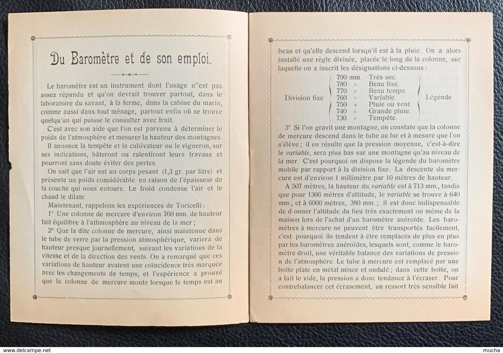 60333 - Brochure Du Baromètre Et De Son Emploi édité Par G.Droz-Georget Technicien-Constructeur Rolle - Non Classés