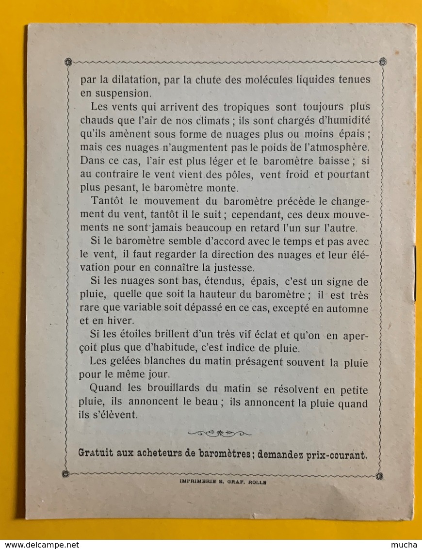 60333 - Brochure Du Baromètre Et De Son Emploi édité Par G.Droz-Georget Technicien-Constructeur Rolle - Non Classés