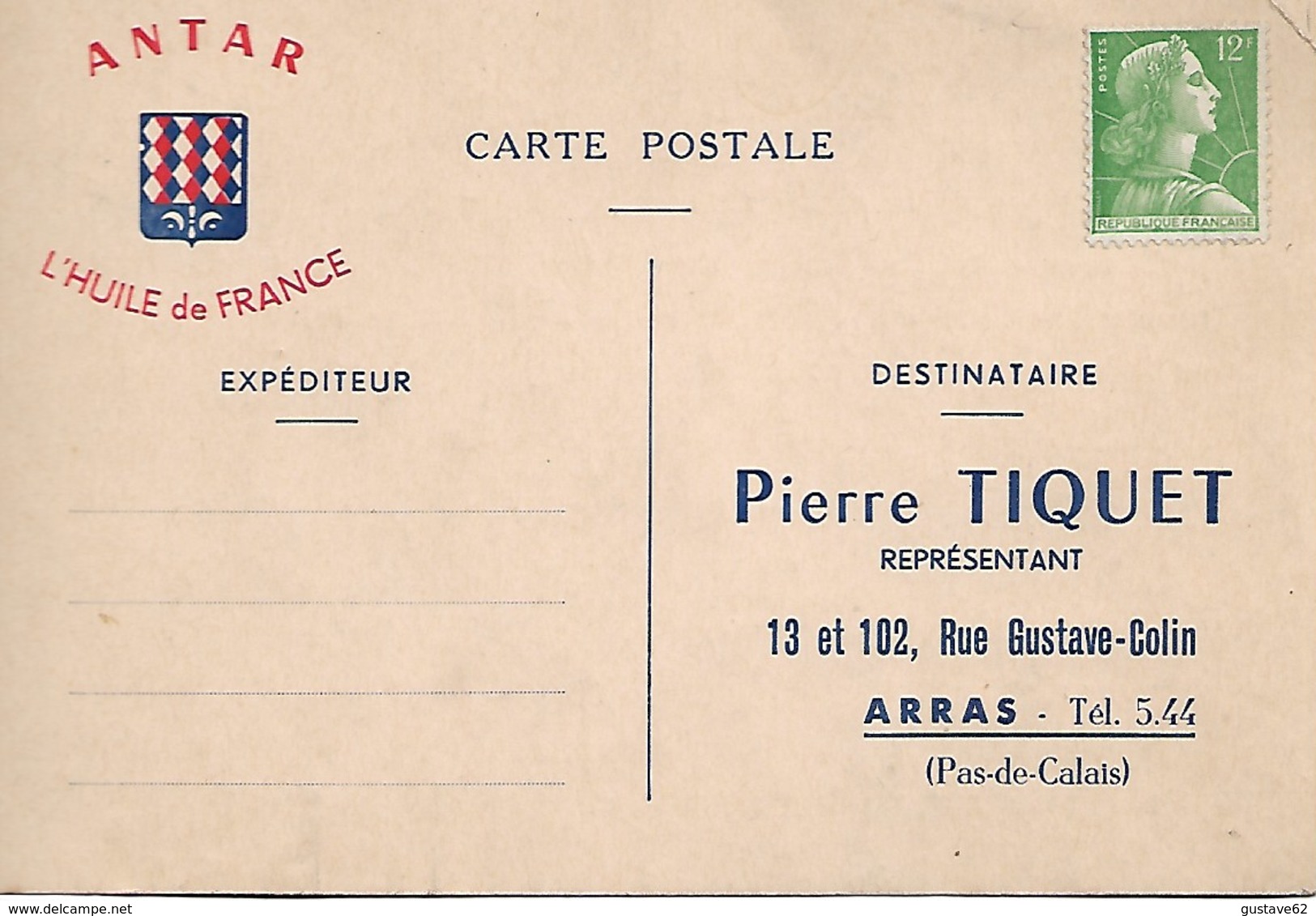 Carte Postale Antar. Arras - Reclame