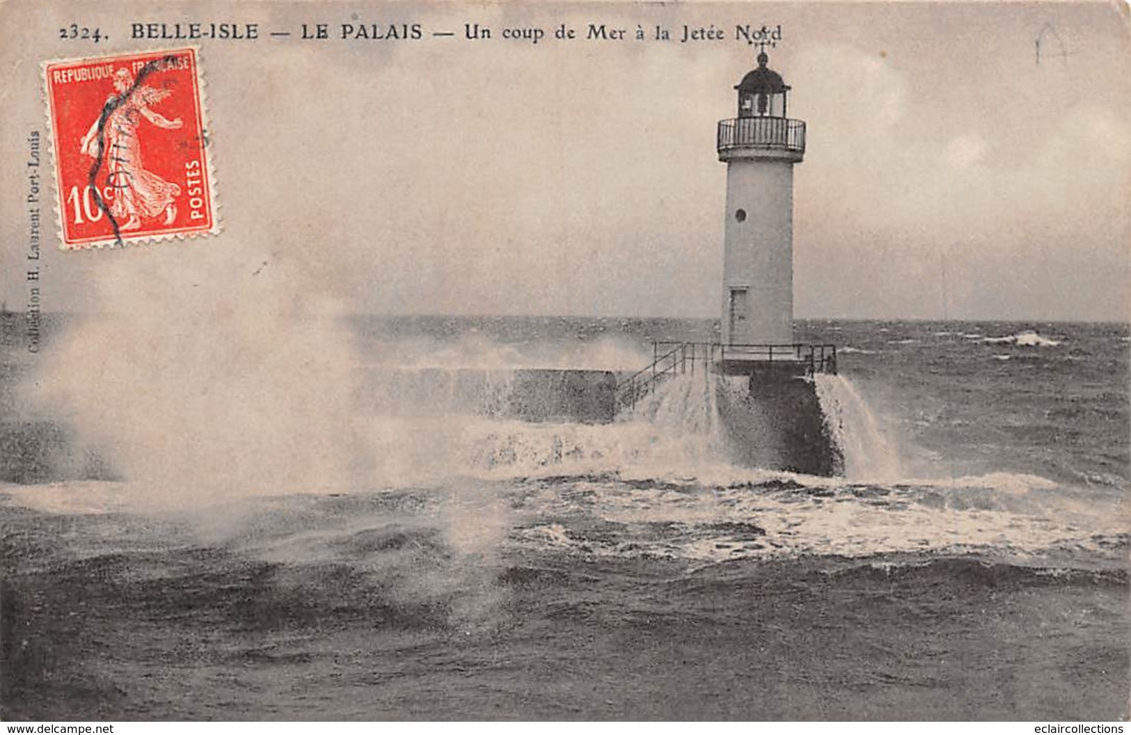 Belle Ile En Mer       56      Le Palais.   Coup De Mer A La Jetée Nord  Le Phare      (voir Scan) - Belle Ile En Mer