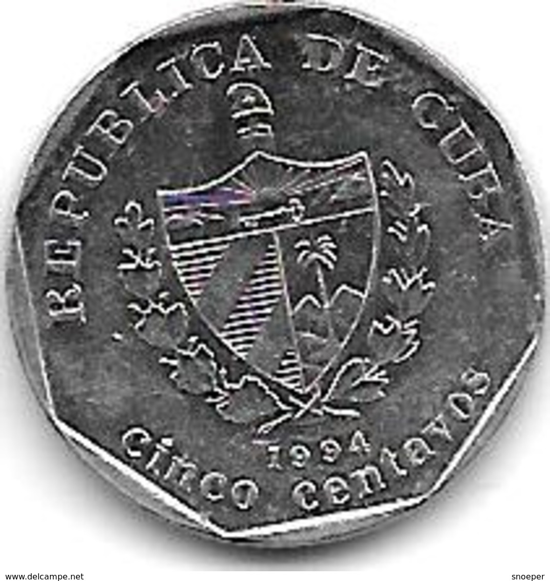 *cuba 5 Centavos 1994  Km 575.1 Xf+ Onley 1 Date In Km - Cuba