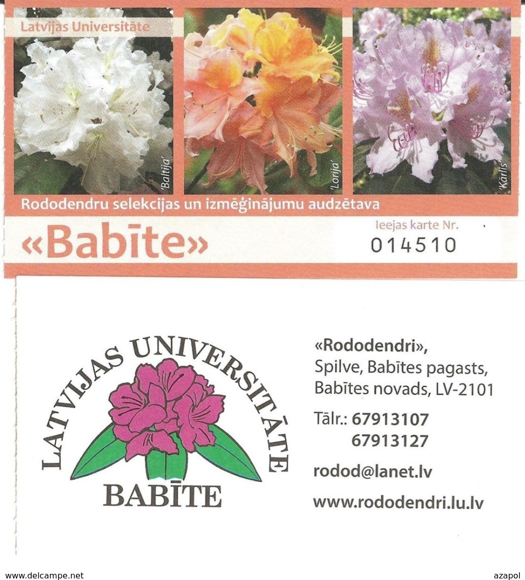 Admission Ticket: Latvia, 1 Ticket For Rododendron University Garden, Babite - Riga, 2019 - Tickets D'entrée