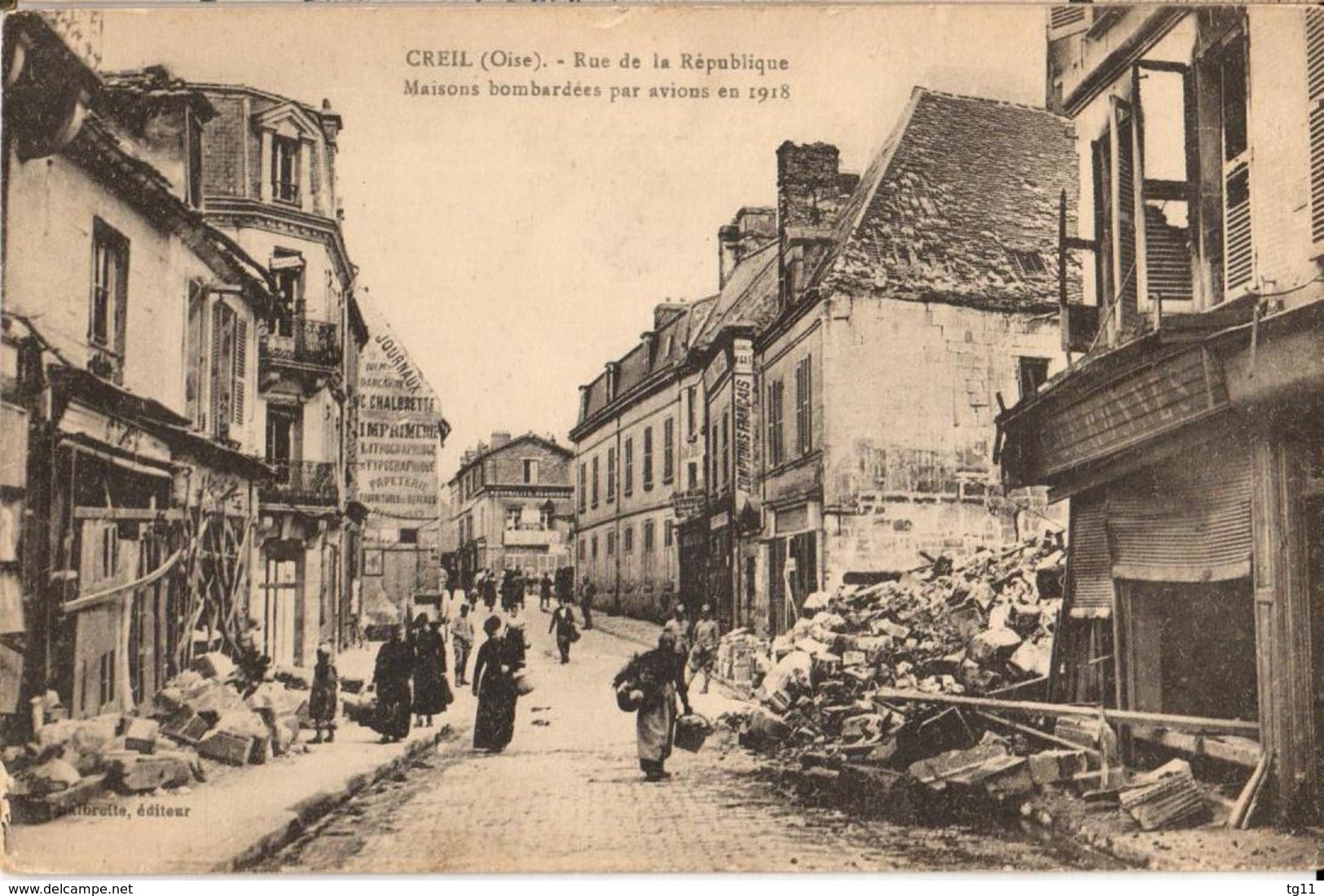 60 - CREIL - RUE DE LA RÉPUBLIQUE - MAISONS BOMBARDÉES PAR AVIONS EN 1918 - Creil