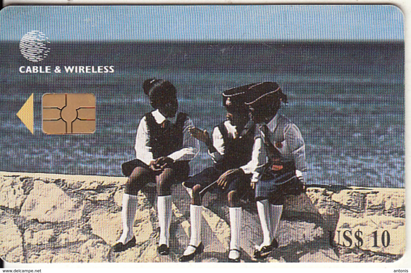 TURKS & CAICOS ISL. - 3 Girls On A Wall, First Chip Issue US$10, Chip GEM3.3, Used - Turks & Caicos (I. Turques Et Caïques)