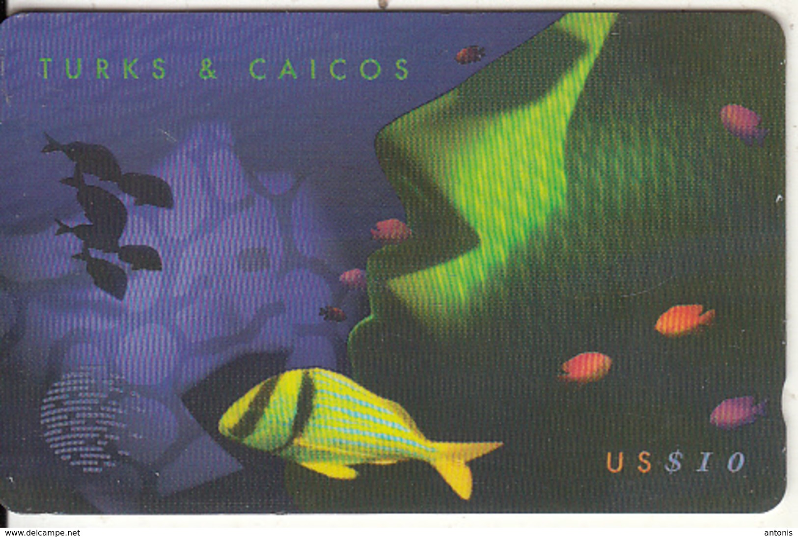 TURKS & CAICOS ISL.(GPT) - Green Fish(puzzle 2/3), CN : 108CTCB(normal 0), Tirage %30000, Used - Turks & Caicos (I. Turques Et Caïques)