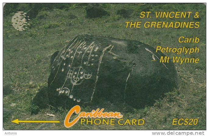 ST.VINCENT & GRENADINES(GPT) - Carib Petroglyph, CN : 9CSVB, Tirage 6000, Used - San Vicente Y Las Granadinas