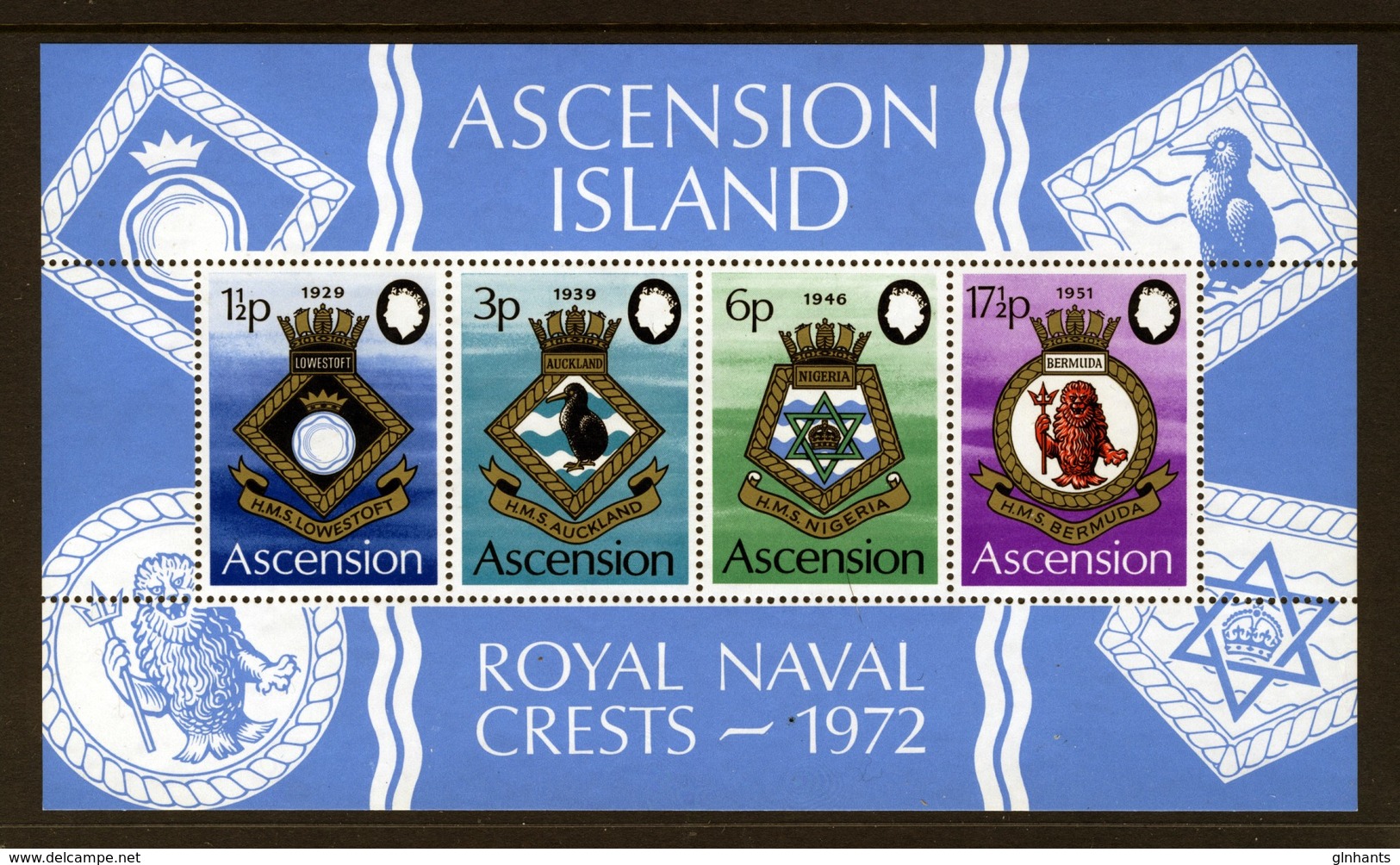 ASCENSION - 1972 ROYAL NAVY CRESTS (4th SERIES) MS VERY FINE MNH ** - Ascension