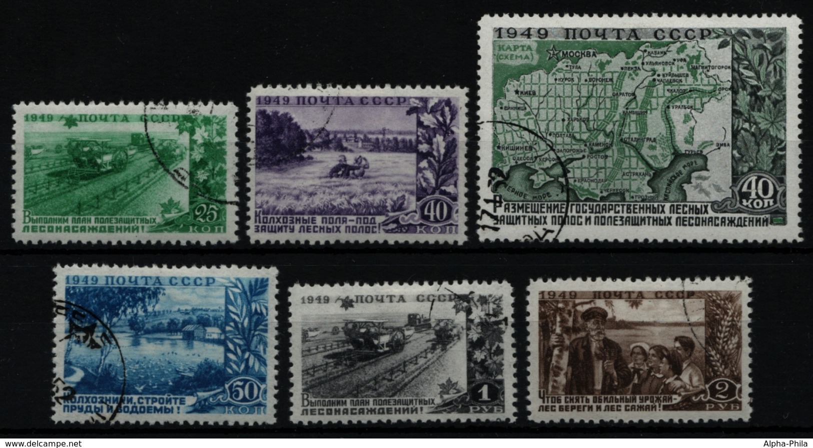 Russia / Sowjetunion 1949 - Mi-Nr. 1385-1390 Gest / Used - Waldstreifen - Gebraucht