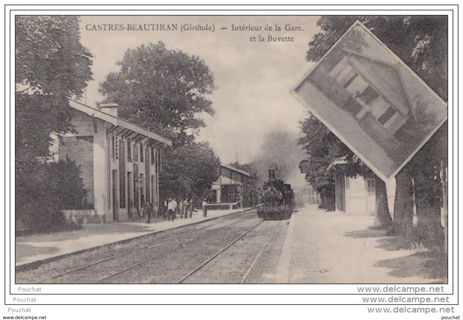 33) CASTRES - BEAUTIRAN (Gironde)  Intérieur De La Gare Et Buvette -  (animée - Train - Locomotive) - Autres & Non Classés