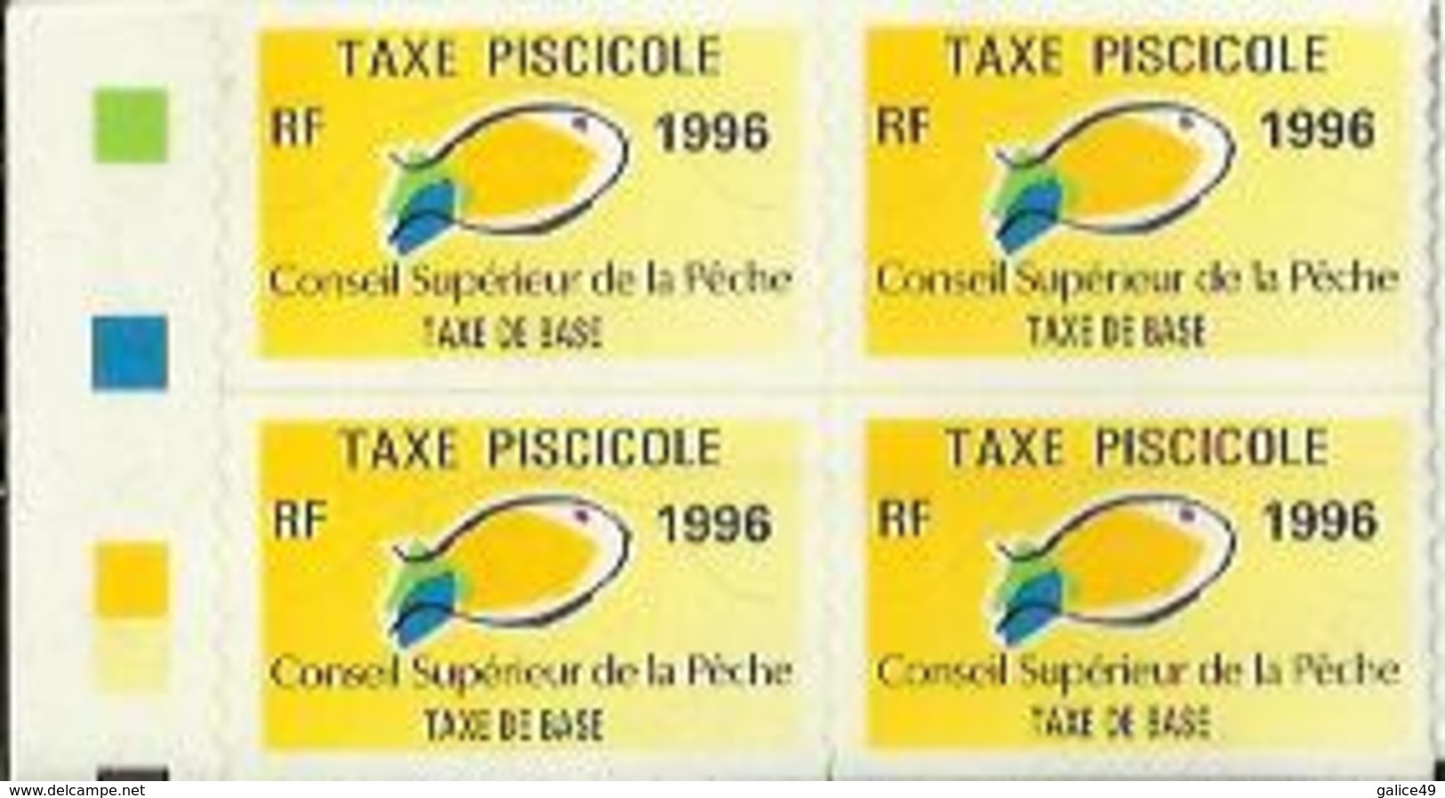 Taxes Pisicoles BASE - Année 1996 - Bloc De 4 Timbres - Pêche