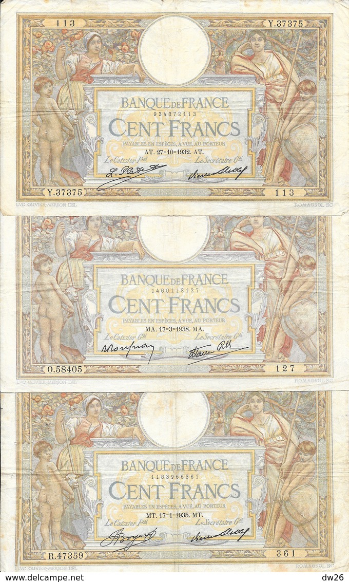 Vrac - Lot De 5 Billets Anciens France - 3 De 100 Francs, 1 De 10 Francs, 1 De 5 Francs - Lots & Kiloware - Banknotes