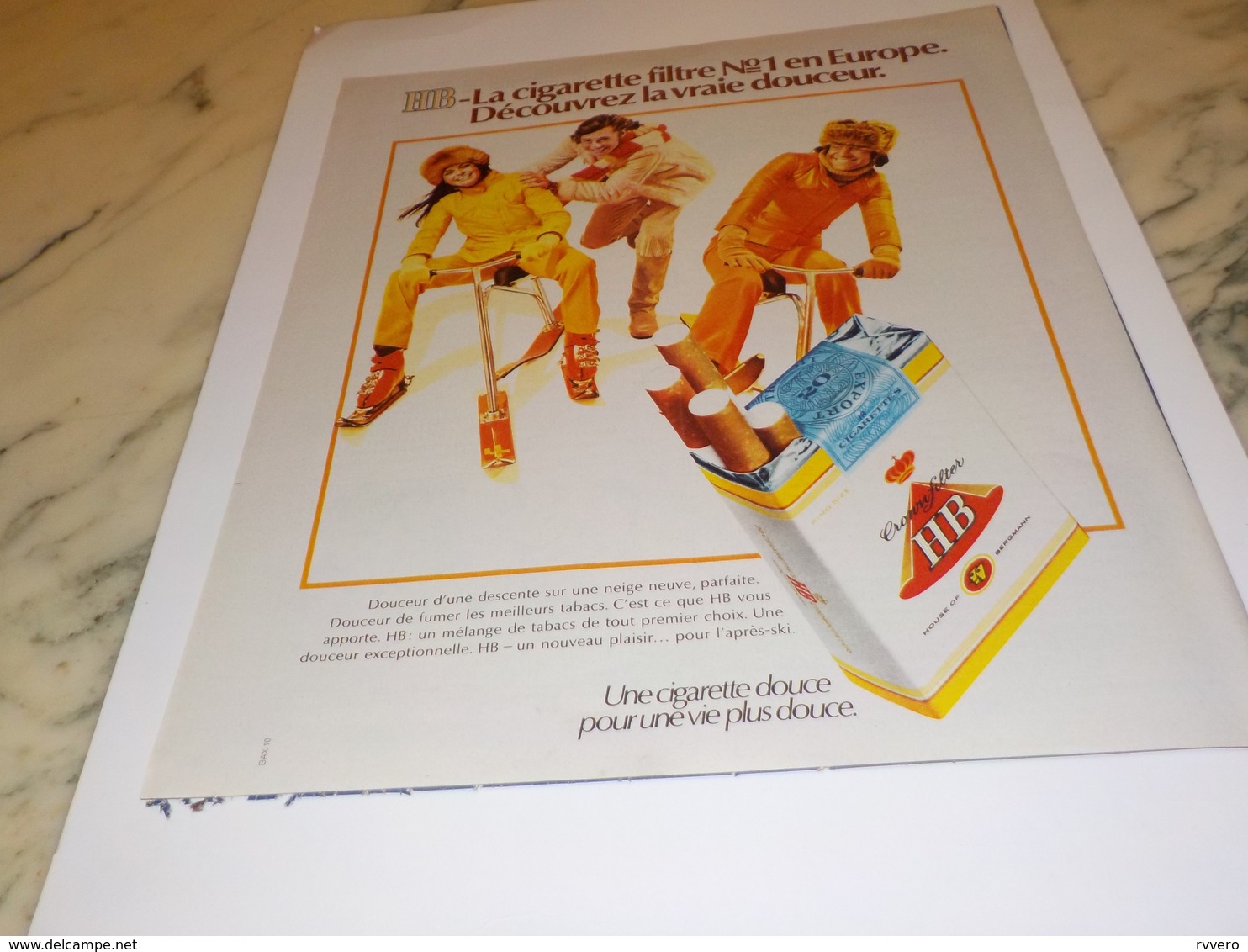 ANCIENNE PUBLICITE CIGARETTE DE DOUCEUR  HB 1972 - Autres & Non Classés