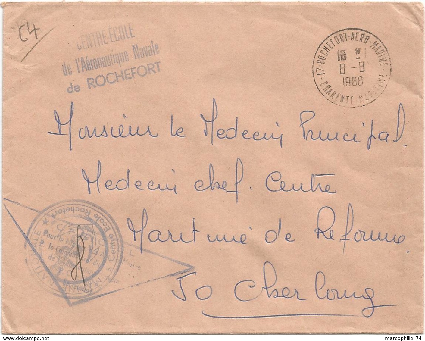 LETTRE OFFICIEL 17 ROCHEFORT AERO MARINE 8.8.1968 CHARENTE MARITIME - Poste Navale