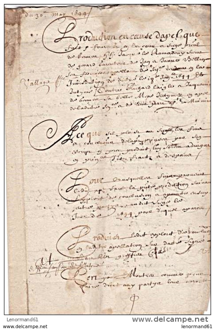 MANUSCRIT ANCIEN Daté 1644 5 PAGES A DECHIFFRER - Manuscrits