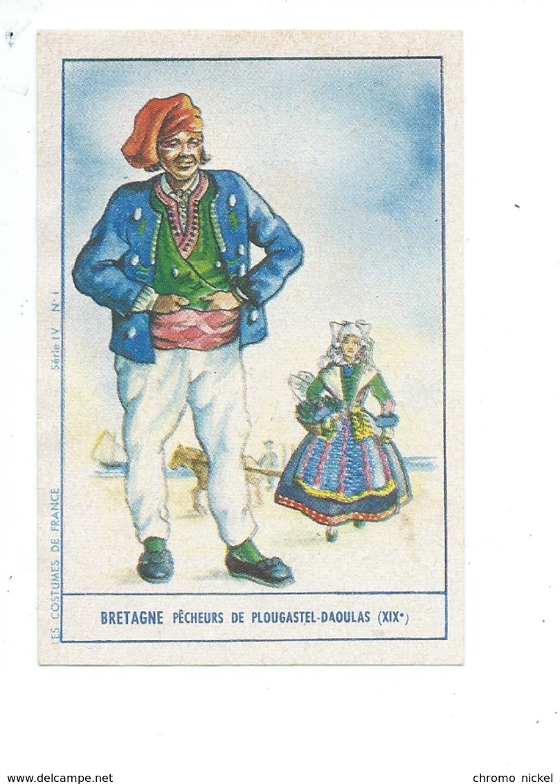 Chromo Bretagne PLOUGASTEL-DAOULAS Pêcheur Pub: Chocolat Aiguebelle (France) 90 X 60 Mm Bien 2 Scans - Aiguebelle