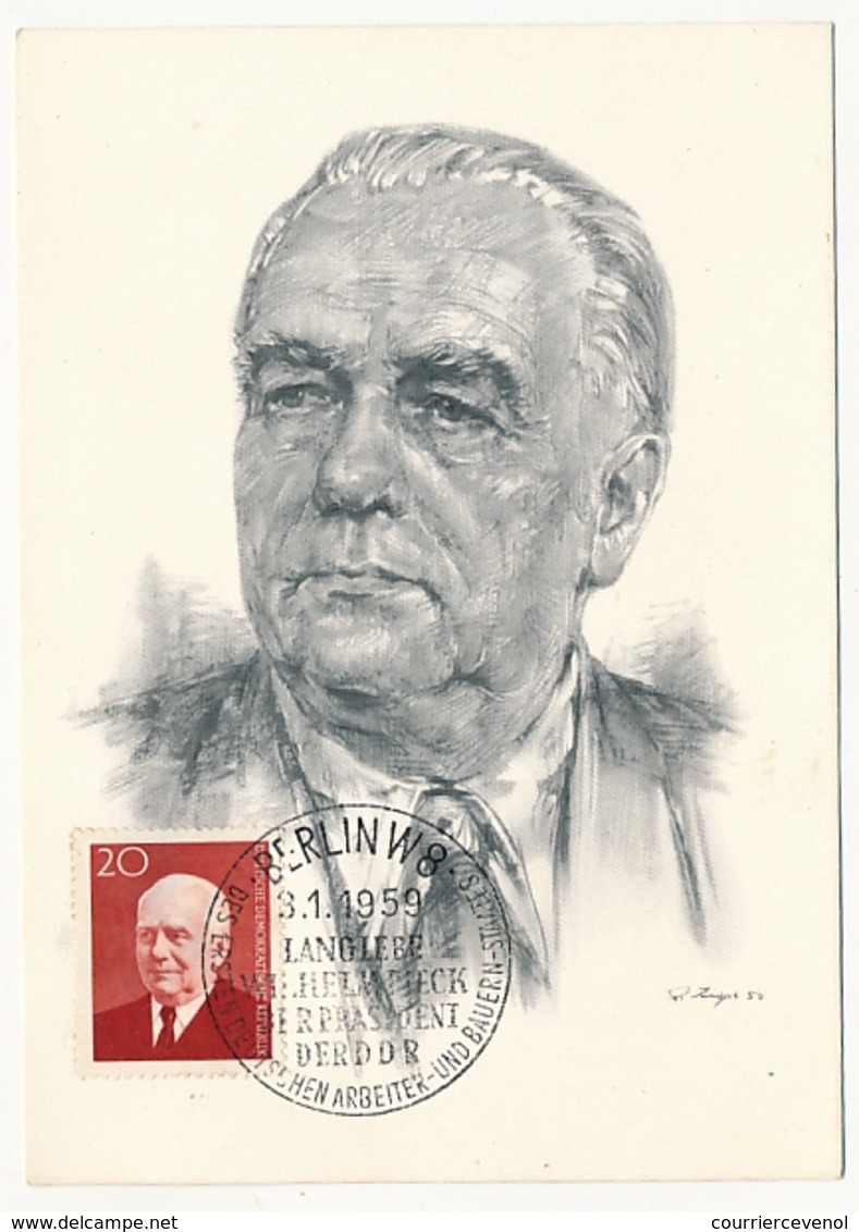 ALLEMAGNE DDR - Carte Maximum - Président Wilhelm Pieck - 1959 - Cartes-Maximum (CM)