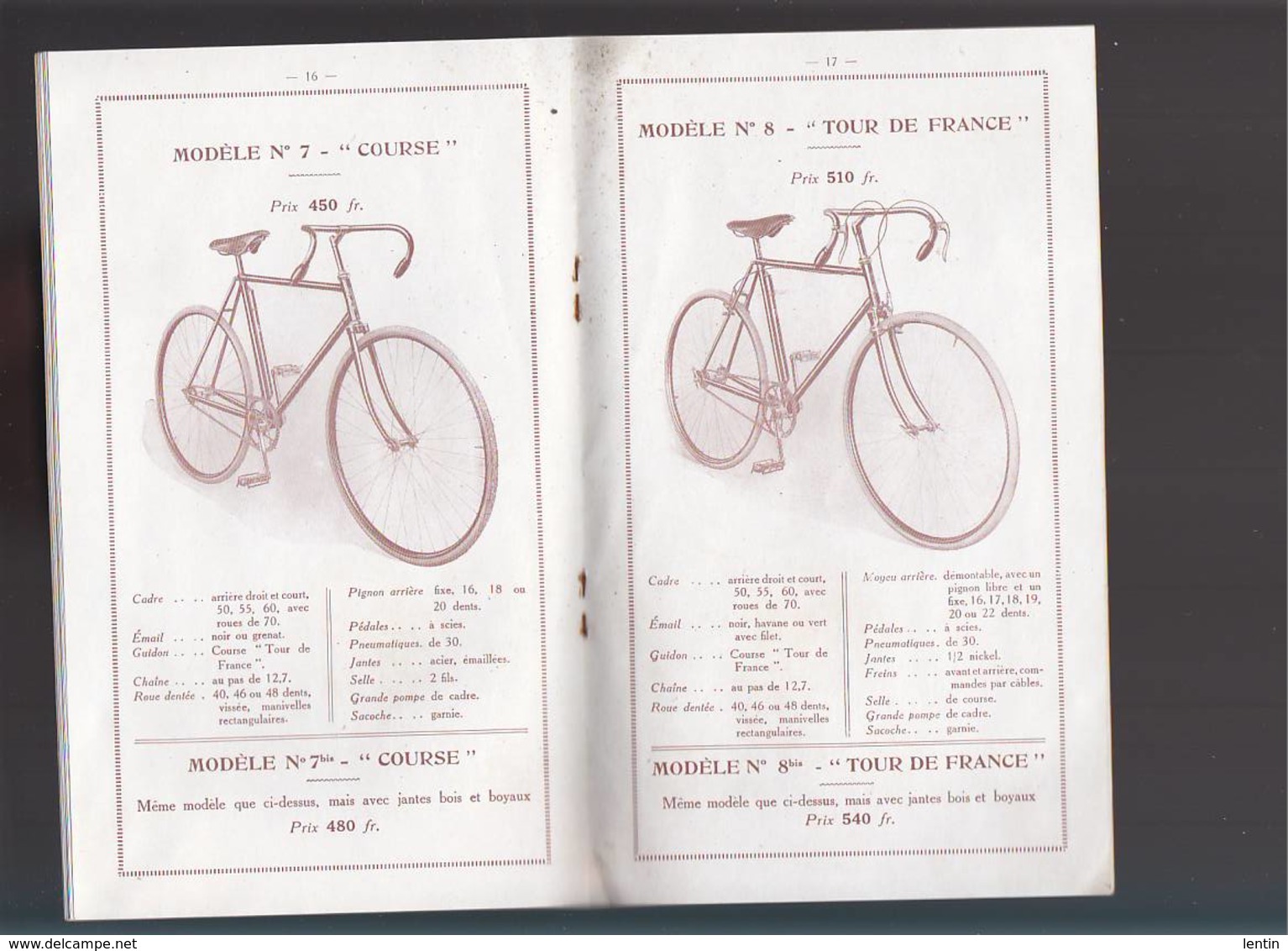 Vélo Cycles / Gladiator, Pré Saint Gervais / Catalogue 1923, Modeles Berceuse, Course, Tour De France - 1900 – 1949