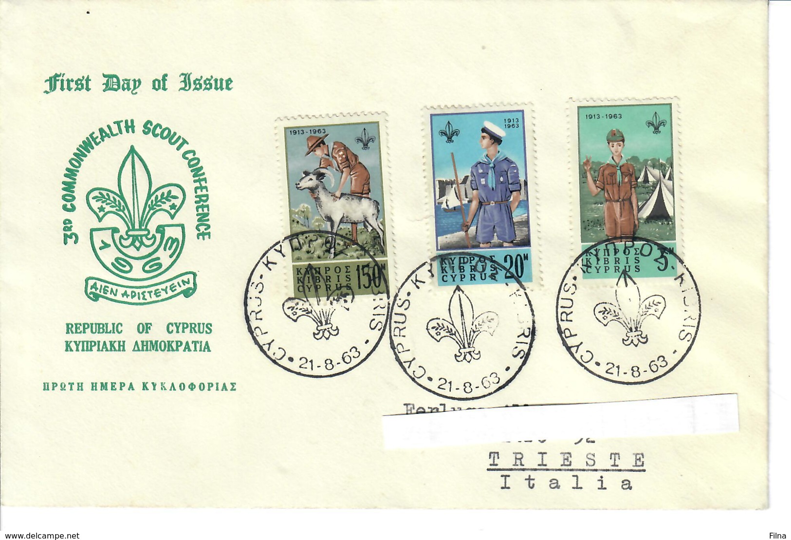 CIPRO 1963 - 3 Rd COMMONWEALTH SCOUT CONFERENCE - FDC - VIAGGIATA DA CIPRO A TRIESTE/ITALIA - Altri & Non Classificati