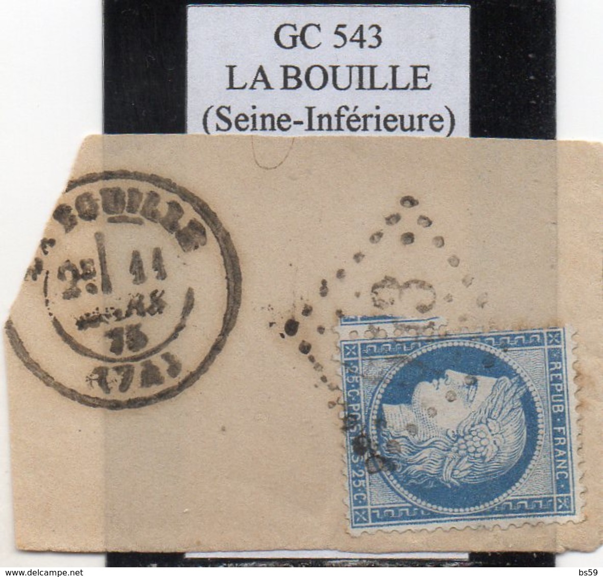 Seine-Maritime - N° 60C Obl GC 543 La Bouille - 1871-1875 Cérès