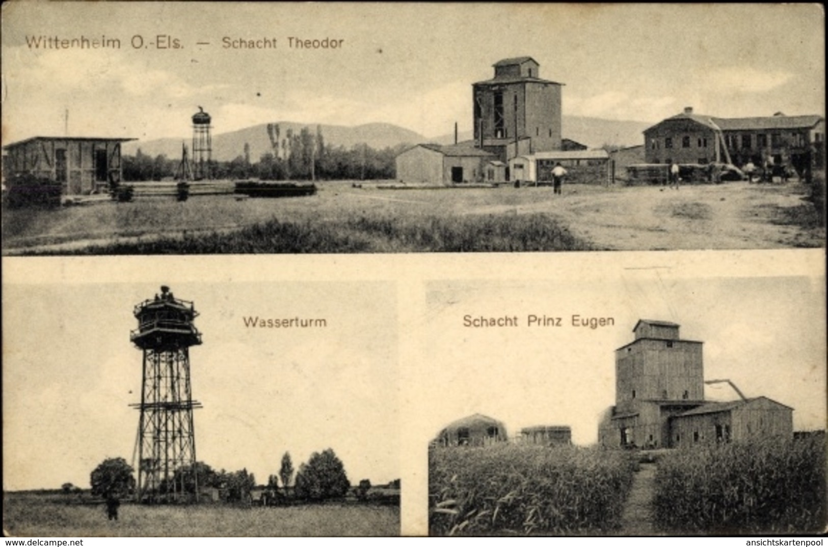 Cp Wittenheim Haut Rhin, Schacht Theodor, Wasserturm, Schacht Prince Eugen - Otros & Sin Clasificación