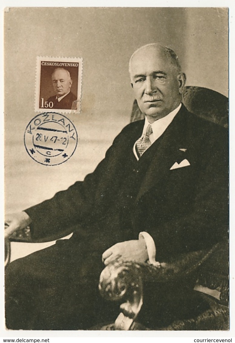 TCHECOSLOVAQUIE - Carte Maximum - Président Eduard BENES - 1947 - Storia Postale