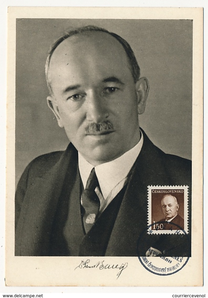TCHECOSLOVAQUIE - Carte Maximum - Président Eduard BENES - 1948 - Covers & Documents