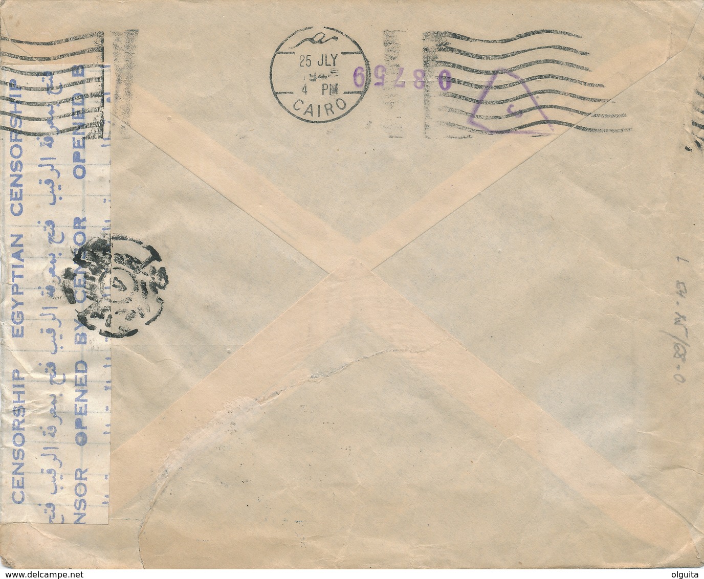 DDW 031 -- EGYPT WWII CENSORSHIP - Air Mail Cover Franked CAIRO 1945 To PARIS - Censors Egypt Form And Triangle - Lettres & Documents
