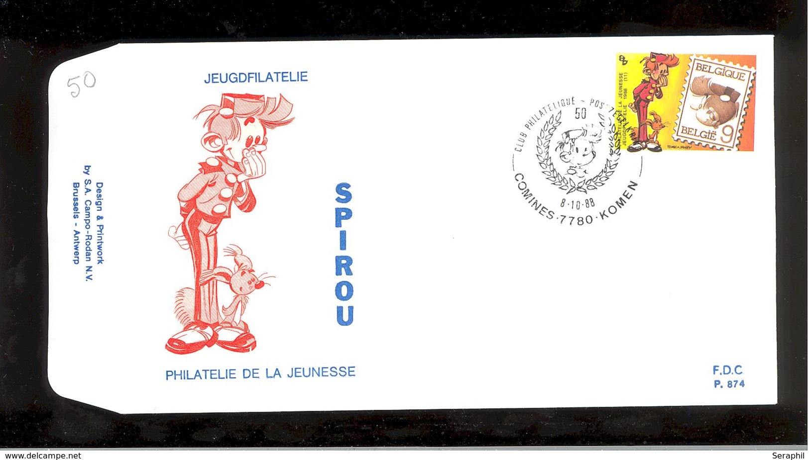 FDC - Spirou - Philatélie De La Jeunesse - B.D. - Timbre N° 2302 - Tampon Comines - 1981-1990