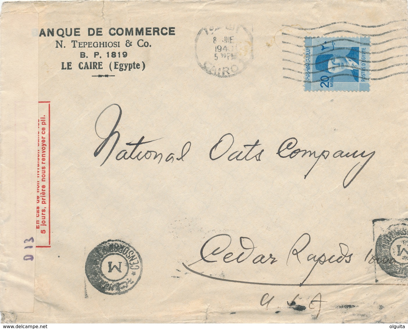 DDW 033 -- EGYPT WWII CENSORSHIP - Cover Franked CAIRO To USA 1940 - DOUBLE Censor South Africa And Egypt - Lettres & Documents