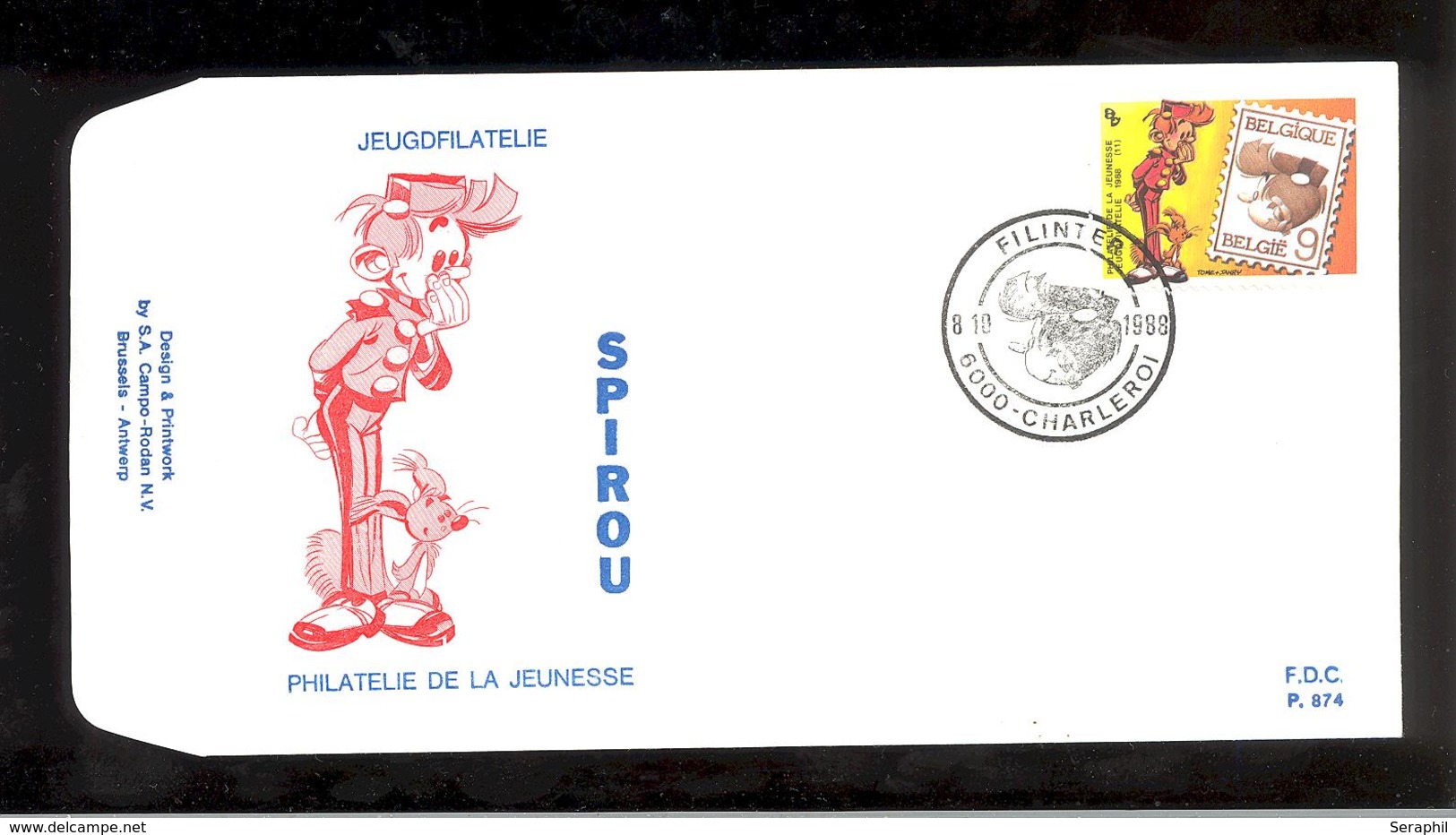 FDC - Spirou - Philatélie De La Jeunesse - B.D. - Timbre N° 2302 - Tampon Charleroi - 1981-1990
