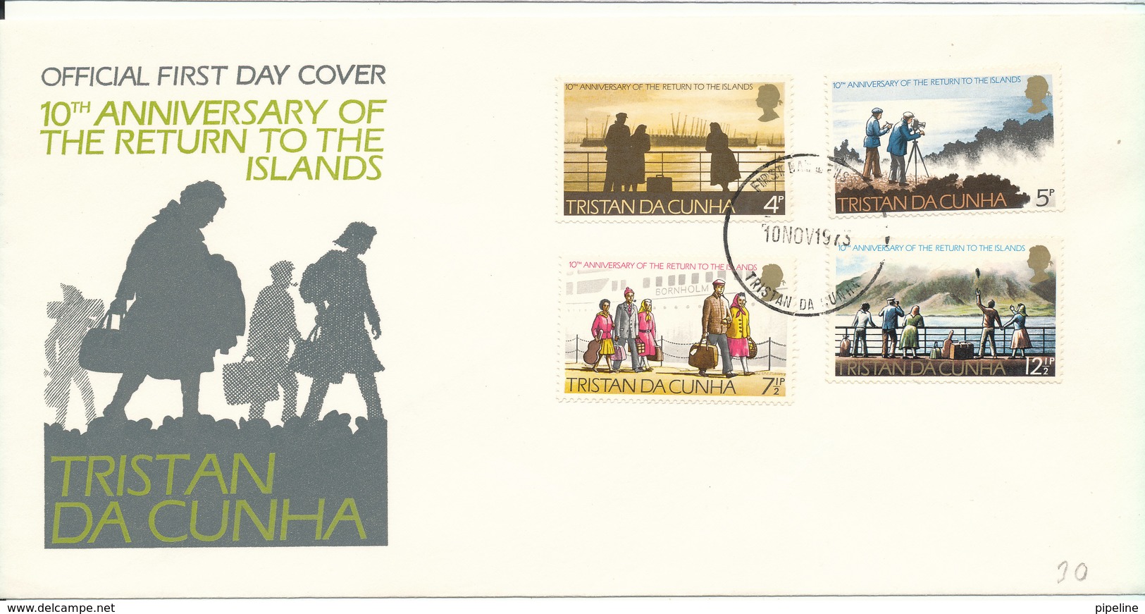 Tristan Da Cunha FDC 10-11-1973 10th Anniversary Of Return To The Islands With Cachet - Tristan Da Cunha