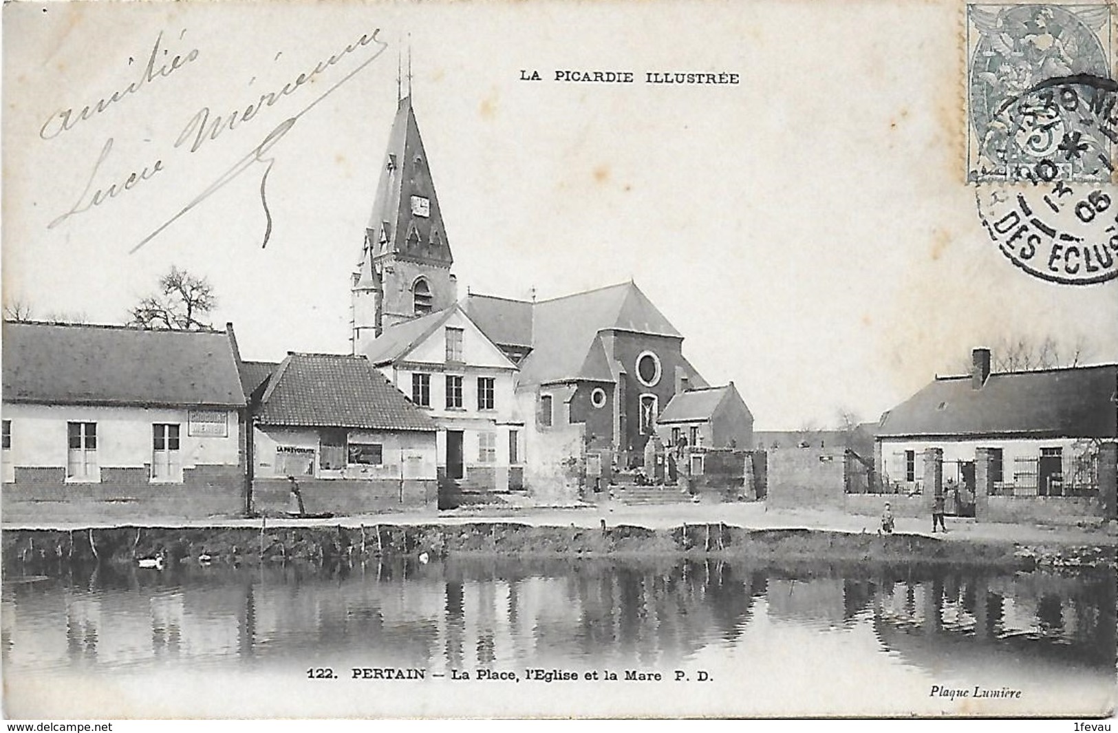 CPA ( 80 Somme) Pertain La Place L'église Et La Mare - Autres & Non Classés