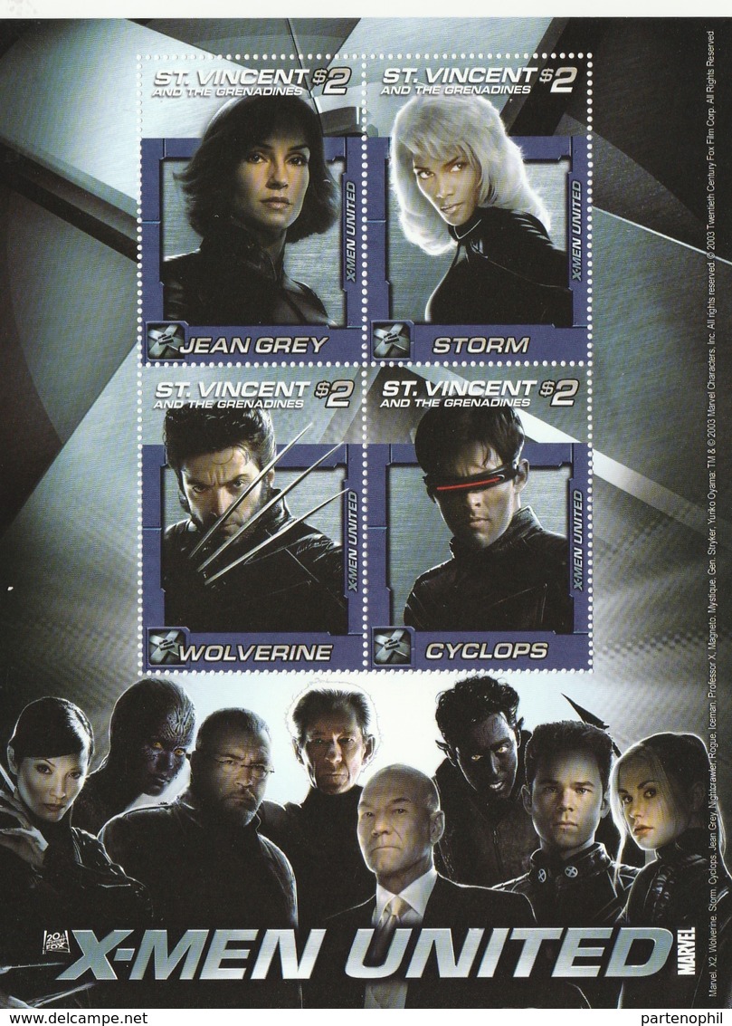 St. Vincent & The Grenadines,  MNH -  Cinema, X Men United - 3 Bf. - Cinema