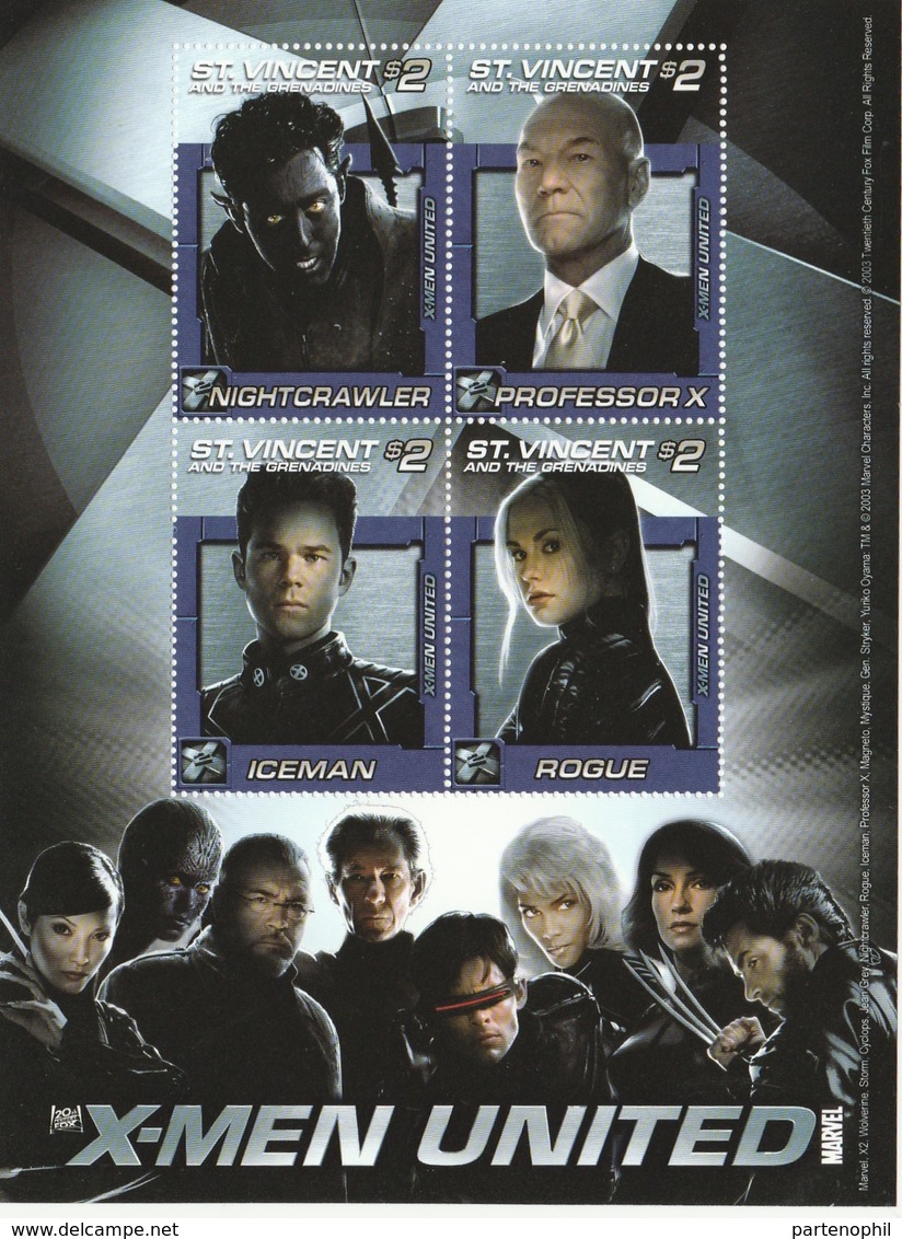 St. Vincent & The Grenadines,  MNH -  Cinema, X Men United - 3 Bf. - Cinema