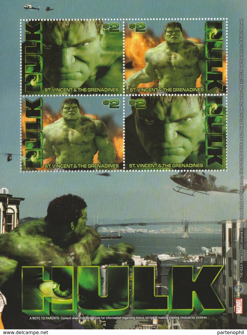 St. Vincent & The Grenadines,  MNH -  Cinema, Hulk - 2 Bf. - Cinema