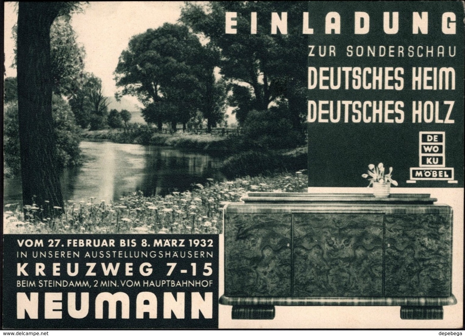 Germany - Reklame Postkarte, Einlandung Zum Sonderschau Deutsche Heim -Deutsche Holz, NEUMANN Möbel, Hmburg 27.2.1932. - Briefe U. Dokumente